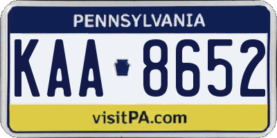 PA license plate KAA8652