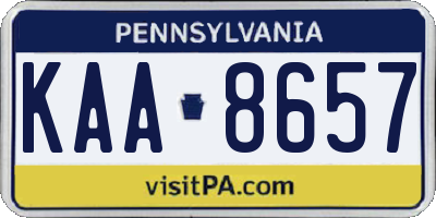 PA license plate KAA8657