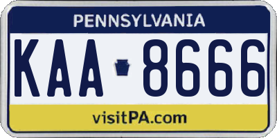PA license plate KAA8666