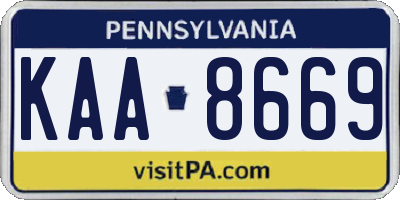 PA license plate KAA8669