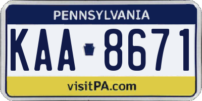PA license plate KAA8671