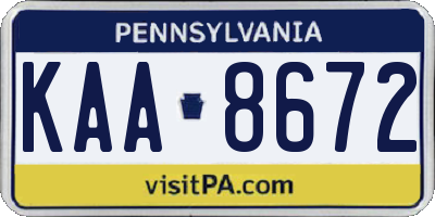 PA license plate KAA8672