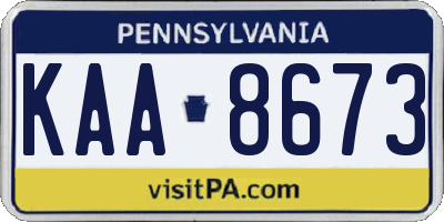 PA license plate KAA8673