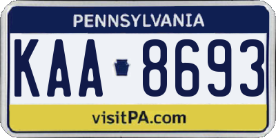 PA license plate KAA8693