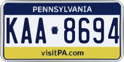 PA license plate KAA8694