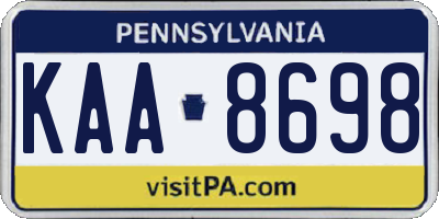 PA license plate KAA8698