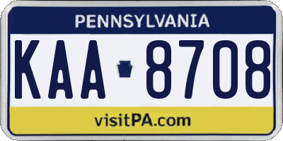 PA license plate KAA8708