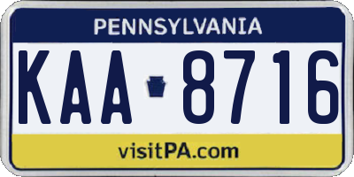PA license plate KAA8716