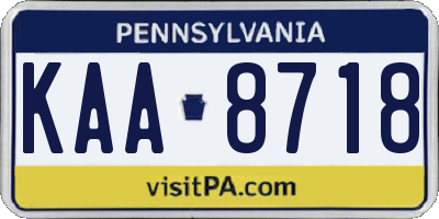 PA license plate KAA8718