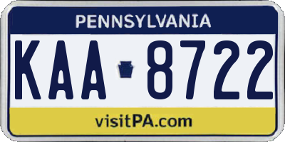 PA license plate KAA8722