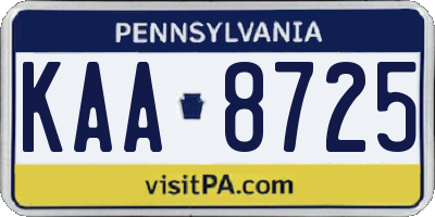 PA license plate KAA8725