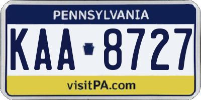 PA license plate KAA8727