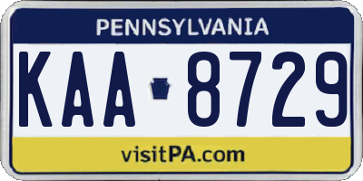 PA license plate KAA8729