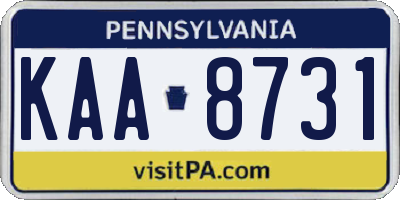PA license plate KAA8731
