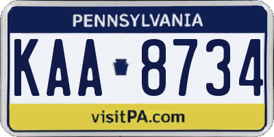 PA license plate KAA8734