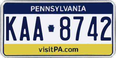 PA license plate KAA8742