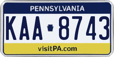 PA license plate KAA8743