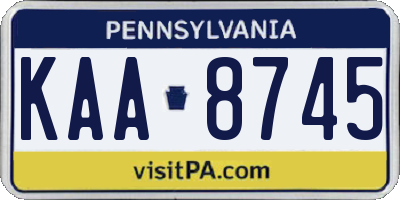 PA license plate KAA8745