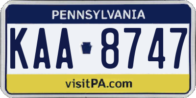 PA license plate KAA8747