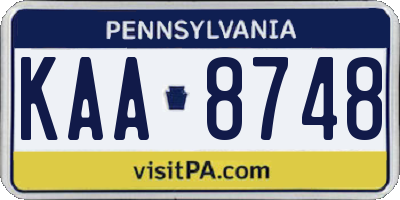 PA license plate KAA8748