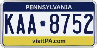 PA license plate KAA8752