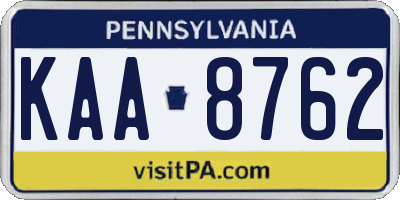 PA license plate KAA8762