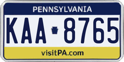 PA license plate KAA8765