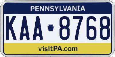 PA license plate KAA8768