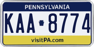 PA license plate KAA8774