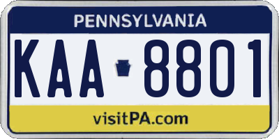 PA license plate KAA8801