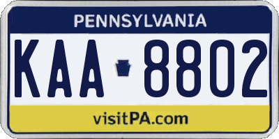 PA license plate KAA8802