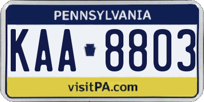 PA license plate KAA8803