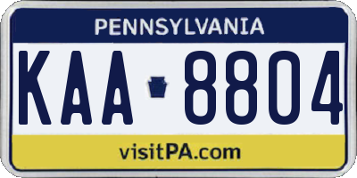 PA license plate KAA8804