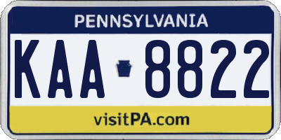 PA license plate KAA8822