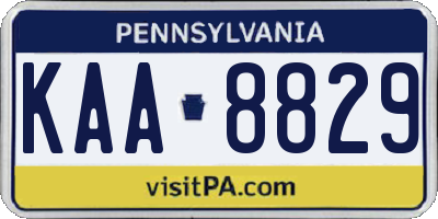 PA license plate KAA8829