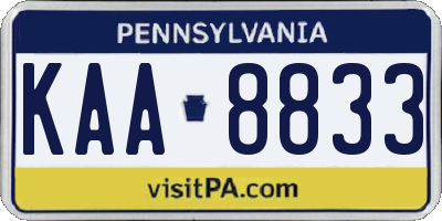 PA license plate KAA8833