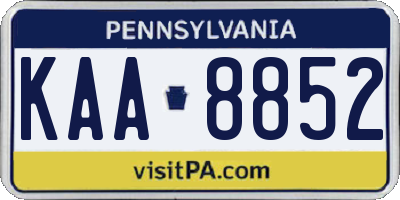 PA license plate KAA8852