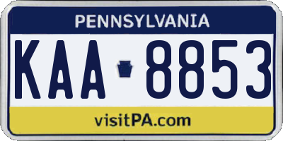 PA license plate KAA8853