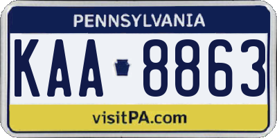 PA license plate KAA8863