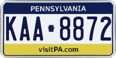 PA license plate KAA8872