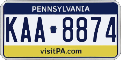 PA license plate KAA8874
