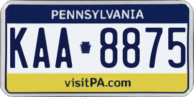 PA license plate KAA8875