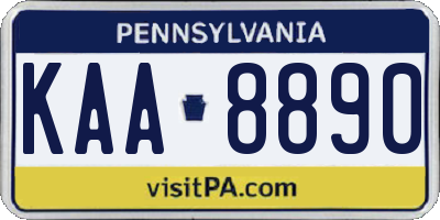 PA license plate KAA8890