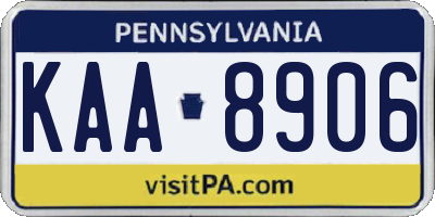 PA license plate KAA8906