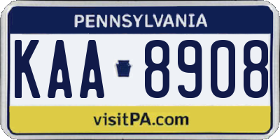 PA license plate KAA8908