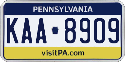 PA license plate KAA8909