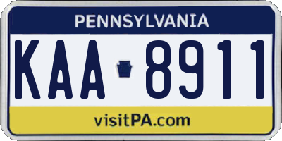 PA license plate KAA8911