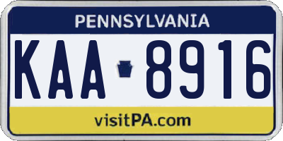 PA license plate KAA8916