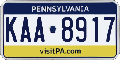PA license plate KAA8917