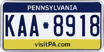 PA license plate KAA8918